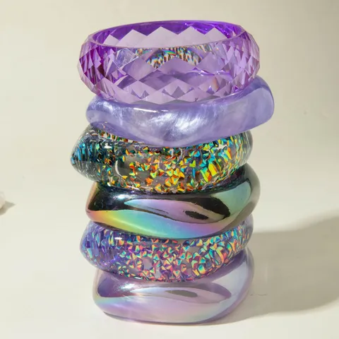 Moda Resina Largo Bracciale Stretto Geometrico Irregolare Impilabile Bracciali Polsino Gioielli Alla Moda Per Donne