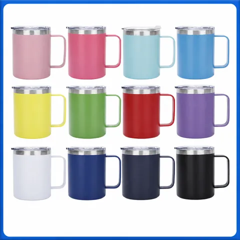 Taza de Café Termos de Acero Inoxidable con Asa 12oz Doble Pared Taza Termo de Viaje para Coche Oficina