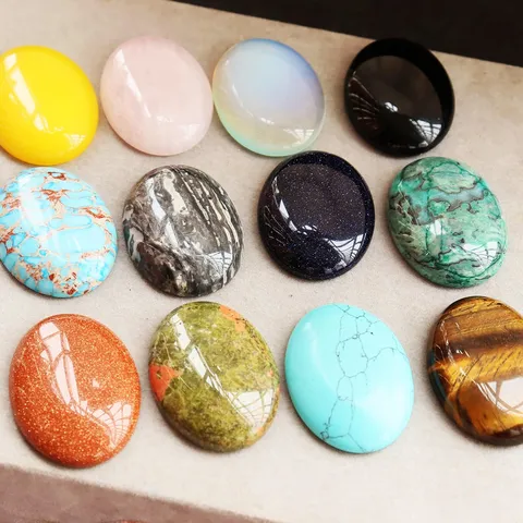 Cabochon Ovale in Pietra Semipreziosa di Cristallo Naturale Retro Piatto DIY Creazione di Gioielli