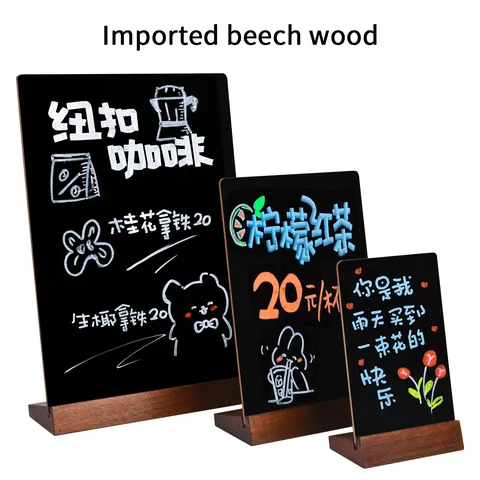 Hölzernes Tischtafel Schild Abwischbare Mini Kreidetafel Display Mit Buchenholzbasis Für Café Menü Heimdekoration