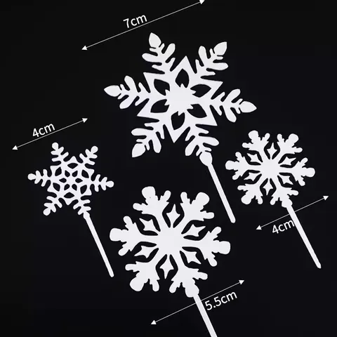 Christmas Snowflake Cake Topper Glitter Cupcake Decorations Princess Castle Baking Birthday Party Dessert Supplies