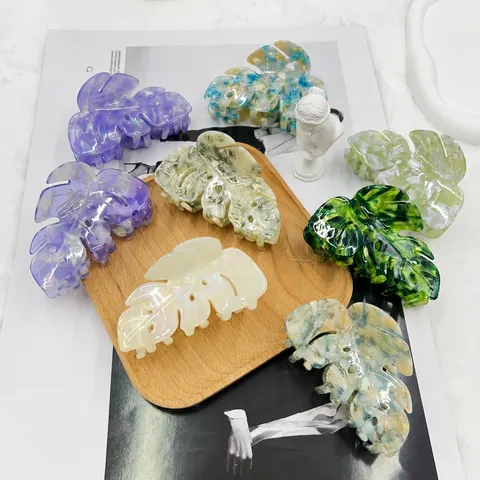 Pinza de Pelo de Hoja de Acetato Gran Accesorio de Estilo de Cabello Clip de Planta Elegante para Mujeres
