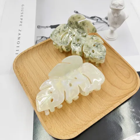 Pinza de Pelo de Hoja de Acetato Gran Accesorio de Estilo de Cabello Clip de Planta Elegante para Mujeres