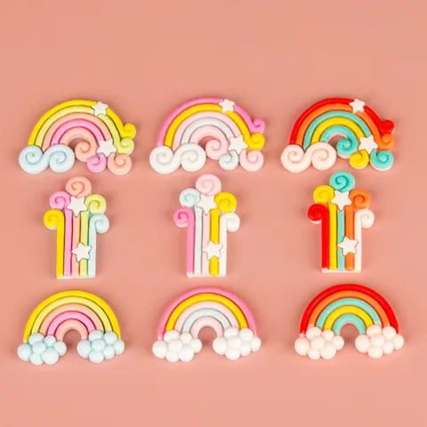 DIY Resina Arcoíris Unicornio Globo Aerostático Abalorios Lindo Dibujo Animado Colgante Para Funda De Teléfono Horquilla