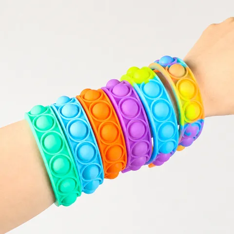 Colorful Silicone Push Pop Bubble Fidget Toy Bracelet Sensory Stress Relief Wristband For Kids Adults Daily Fun