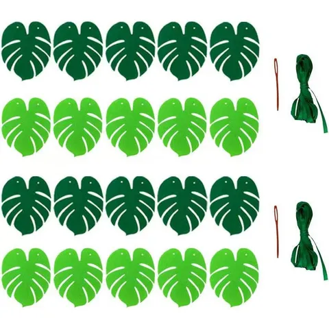 Hawaiian Monstera Leaf Felt Banner Tropical Party Hanging Decorations Luau Birthday Garland Summer Party Supplies