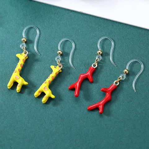 Style Coréen Dessin Animé Fruit Animal Alliage Goutte D'Huile Boucles D'Oreilles Crochet D'Oreille Invisible Transparent Bijoux De Mode Pour Femmes