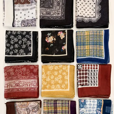 Women Vintage Floral Print Square Scarf Lightweight Breathable Small Neckerchief Fashion Headband Hair Scarf
