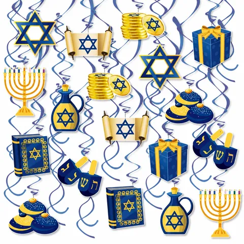 Hanukkah Party Hängende Spirale Dekorationen Jüdisches Fest Decke Luftschlangen Feiertag Feier Heimdekoration