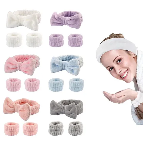 Mujeres Suave Forro Polar de Coral Cinta para la Cabeza y Pulsera Spa Lavado de Cara Lazo Lindo Accesorios para el Cabello Maquillaje Cuidado de la Piel Conjunto