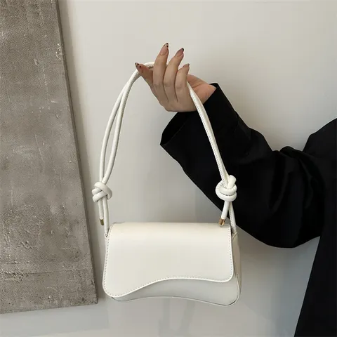 Sac à Bandoulière en Cuir PU Décontracté pour Femmes Sac Sous les Bras Couleur Unie Sac à Main Minimaliste