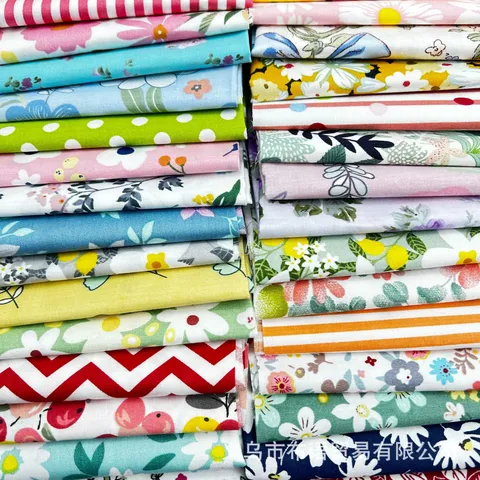 Cuadrados de Tela Estampada de Sarga de Algodón Puro Paño de Patchwork de Color Mezclado Para Costura DIY Ropa de Cama y Proyectos