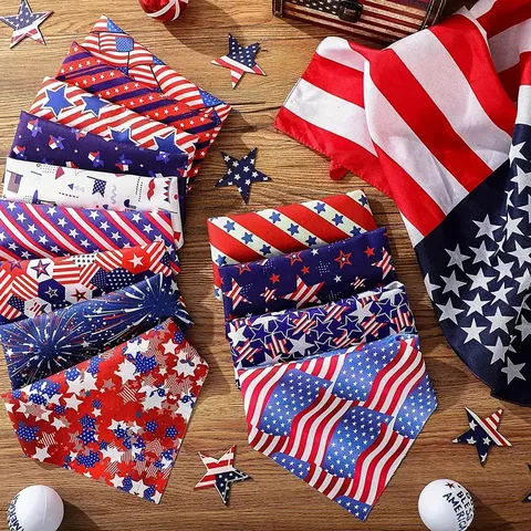 Pet Dog Bandana Independence Day American Flag Scarf Patriotic Star Stripe Puppy Bibs Pet Grooming Accessories