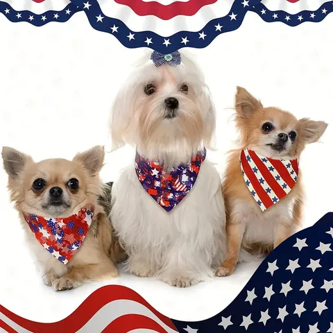 Pet Dog Bandana Independence Day American Flag Scarf Patriotic Star Stripe Puppy Bibs Pet Grooming Accessories