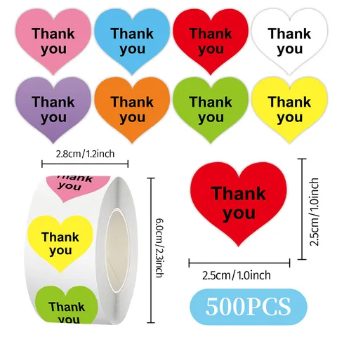 Rollo de Pegatinas de Corazón para el Día de San Valentín Etiquetas de Sellado de Gracias Suministros de Scrapbooking Pegatinas Adhesivas