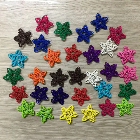 Natural Rattan Star Ornaments Handmade Woven Pentagram Hanging Pendant For Christmas Tree Home Decor Party Supplies