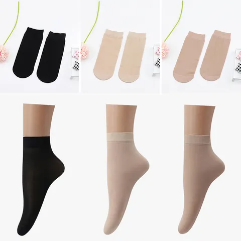 Calze Sottili in Filo d'Acciaio da Donna Antistrappo Traspiranti Calze a Tubo Corto Tinta Unita Nylon ad Alta Elasticità