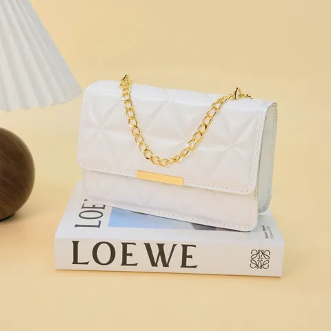 Sac Bandoulière Matelassé à Chaîne pour Femme en Cuir PU Sac à Main Carré Décontracté et Tendance pour le Quotidien