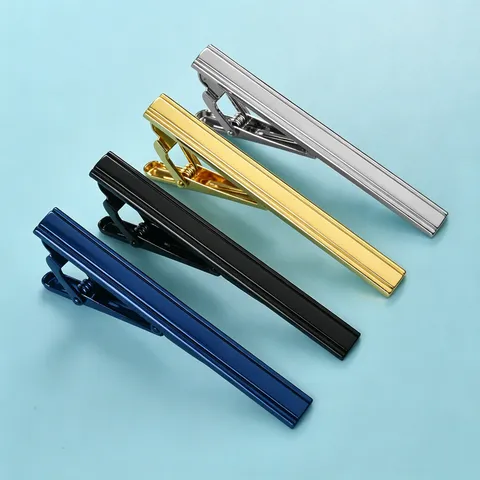 Men's Business Tie Clip Copper Minimalist Striped Groove Tie Pin Metal Necktie Clasp Formal Suit Accessories Gift