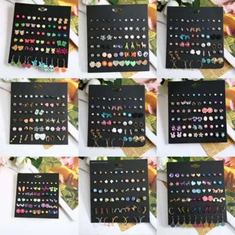 Collection de Boucles d'Oreilles Clous en Alliage pour Femmes Dessin Animé Animal Cœur Fleur Künstliche Perle Strass Boucles d'Oreilles Mixtes Bijoux Cadeau