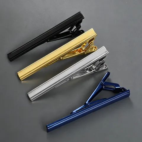 Men's Business Tie Clip Copper Minimalist Striped Groove Tie Pin Metal Necktie Clasp Formal Suit Accessories Gift