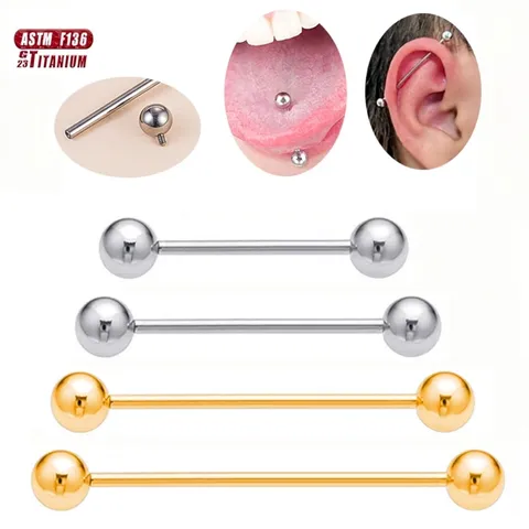 Gioielli per Piercing Corporeo in Lega di Titanio ASTM F136 Bilanciere Dritto Lingua Labbro Orecchio Cartilagine Anello