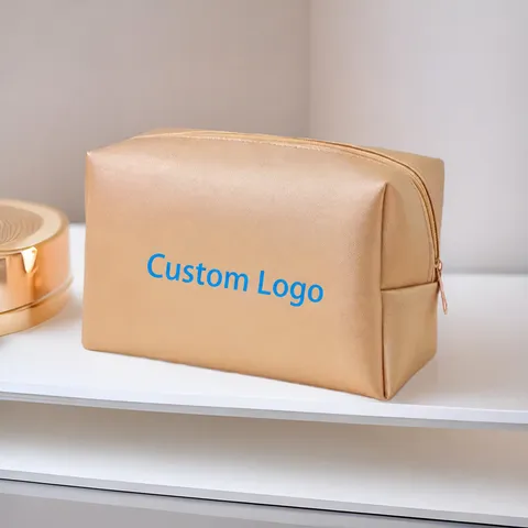 Women Portable Waterproof PU Leather Makeup Bag Travel Toiletry Organizer Handbag Solid Color Zipper Cosmetic Case