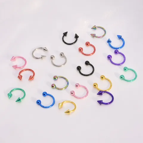 Stainless Steel Nose Ring Lip Stud U Shaped Ball Spike Horseshoe Piercing Jewelry Septum Rings Ear Cartilage Piercing Hoop For Unisex punk Jewelry