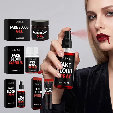 Halloween Realistic Fake Blood Spray Gel Powder Capsules For SFX Makeup Horror Stage Costume Party Props Scary Red Fluid