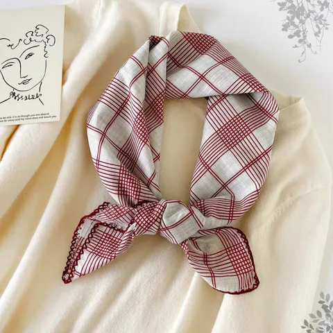 Damen Koreanischer Stil Baumwolle Quadratischer Schal Blumenmuster Leicht Weich Atmungsaktiv Halstuch Mode Tägliche Kopfbedeckung