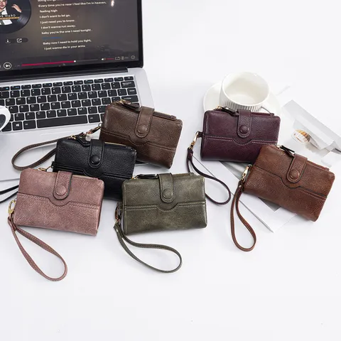 Damen Kurze PU Leder Geldbörse Einfarbig Minimalistisch Multifunktional Kartenfächer Münztasche Faltenbörse Tägliche Brieftasche