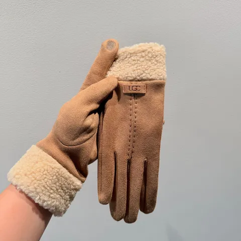 Dames Winter Warm Fleece gevoerde Touchscreen Handschoenen Retro Imitatie Suède Winddicht Thermisch Gespleten Vinger Wanten Met Metalen Label