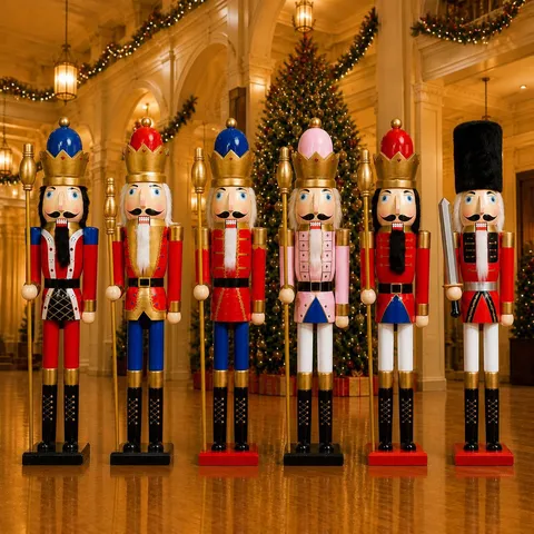 Giant Life-Size Wooden Nutcracker Soldier Statue Large Outdoor Indoor Christmas Ornament For Hotel Cafe Bar Decor