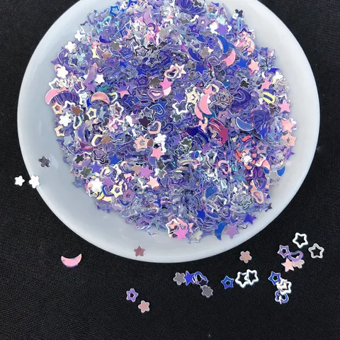 Holographic Nail Art Sequins Mixed Heart Star Moon Glitter Flakes Resin Slime Filler DIY Craft Accessories