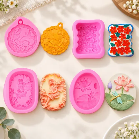 4-Cavity Floral LOVE Silicone Soap Mold Rectangular Rose Flower Embossed Cake Fondant Jelly Pudding Mold DIY Handmade Soap Decoration