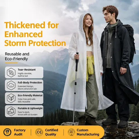 Eva Raincoat Long Hooded Waterproof Thickened Portable Rain Poncho For Adults Kids Outdoor Travel Hiking