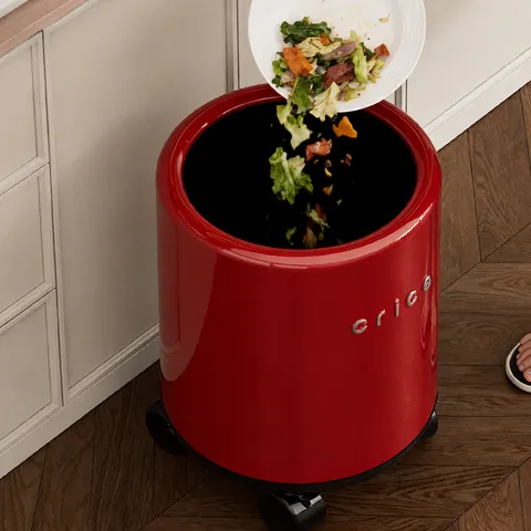 Large Capacity Double Layer Trash Can With Swivel Wheels Glossy Retro Style Garbage Bin For Living Room Bedroom Bathroom Modern Decor