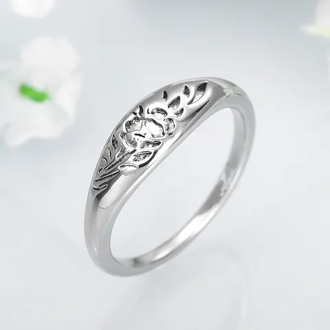 Bague en Alliage Gravée Florale Vintage Bague Statement Géométrique Unisexe Bijoux de Mode