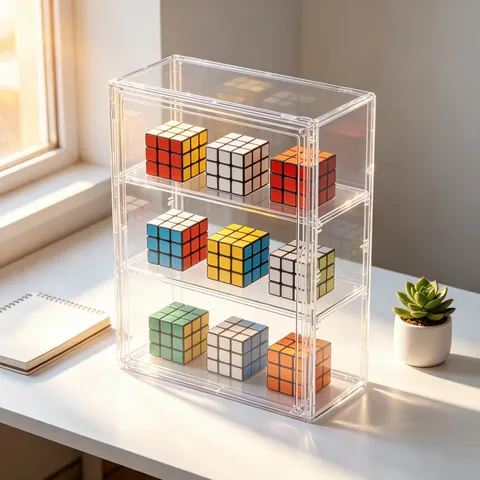 Vitrina de Acrílico Transparente para Cubo Mágico Caja de Almacenamiento de Pared o Escritorio Organizador Antipolvo para Cubos y Figuras