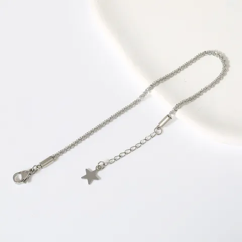 Minimalist Stainless Steel Star Charm Bracelet Gold Rose Gold Silver Color Popcorn Chain Sparkling Jewelry For Women Gift