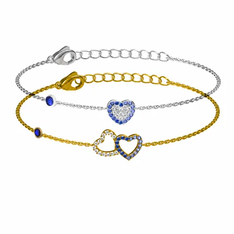 Bracciale in Acciaio Inossidabile 316 con Cuore e Occhio del Male Zirconia per Donna Placcato Oro Argento Gioielli Minimalisti Regalo