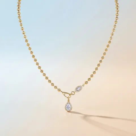 Luxe 925 Sterling Zilveren Moissaniet Hanger Halsketting Voor Dames Verguld Geometrisch Peer Hartvormig Sieraden Halsstuk