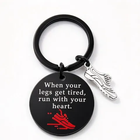 Inspirierender Edelstahl Laufschuh Schlüsselanhänger Motivationaler Spruch Wenn Die Beine Müde Werden Herz Taschenanhänger