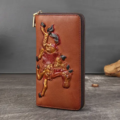 Retro Top Layer Cowhide Long Wallet For Women Business Casual Large Capacity Multi-Card Slot Zipper Clutch Bag