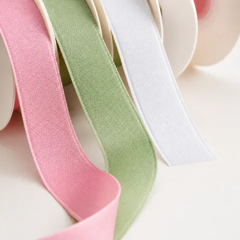 Cinta de Algodón Poliéster Cinta de Satén Mate Para Envolver Regalos Ramo Decoración de Bodas Fiestas Manualidades Costura DIY