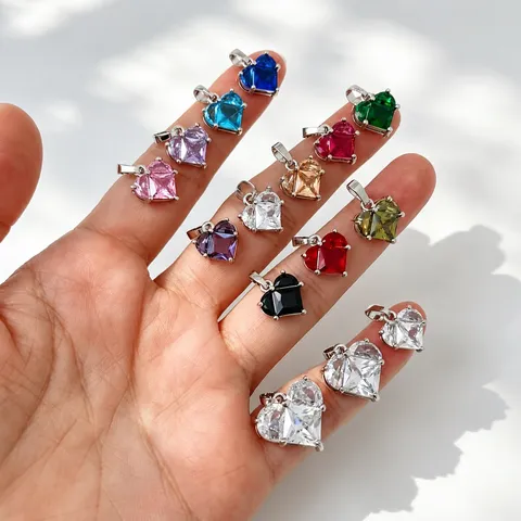 Lussuoso Ciondolo a Cuore in Rame Con Zirconia per Fai da Te Creazione Gioielli Pendente Singolo Senza Catena