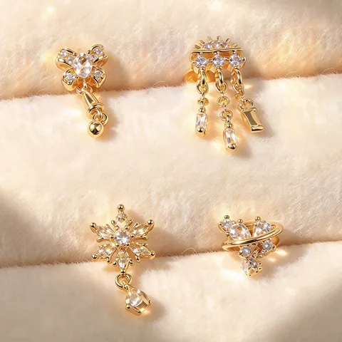 Orecchini Helix In Zircone Scintillante Rame Fiocco Di Neve Cuore Nappina Gioielli Piercing Con Perno In Acciaio Inossidabile