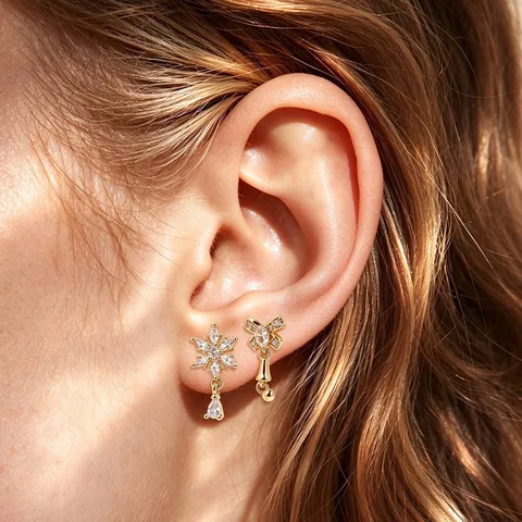 Orecchini Helix In Zircone Scintillante Rame Fiocco Di Neve Cuore Nappina Gioielli Piercing Con Perno In Acciaio Inossidabile