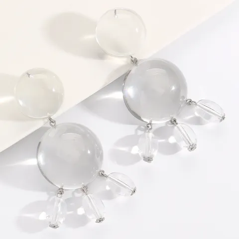 Vintage Clear Geometric Bubble Drop Dangle Earrings Long Tassel Statement Earrings For Women Resin Fashion Jewelry Gift