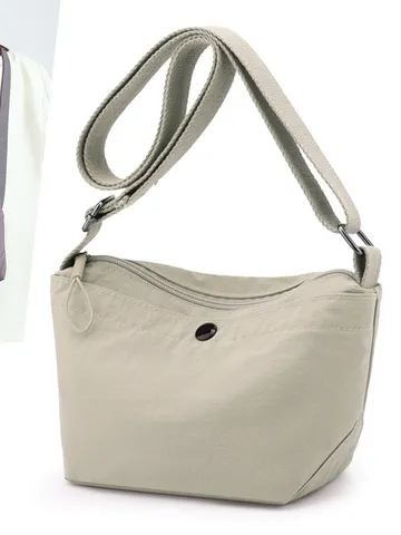 Women Fashion Nylon Crossbody Bag Lightweight Multi-Pocket Dumpling Bag Casual Adjustable Shoulder Bag Simple Half-Moon Bag